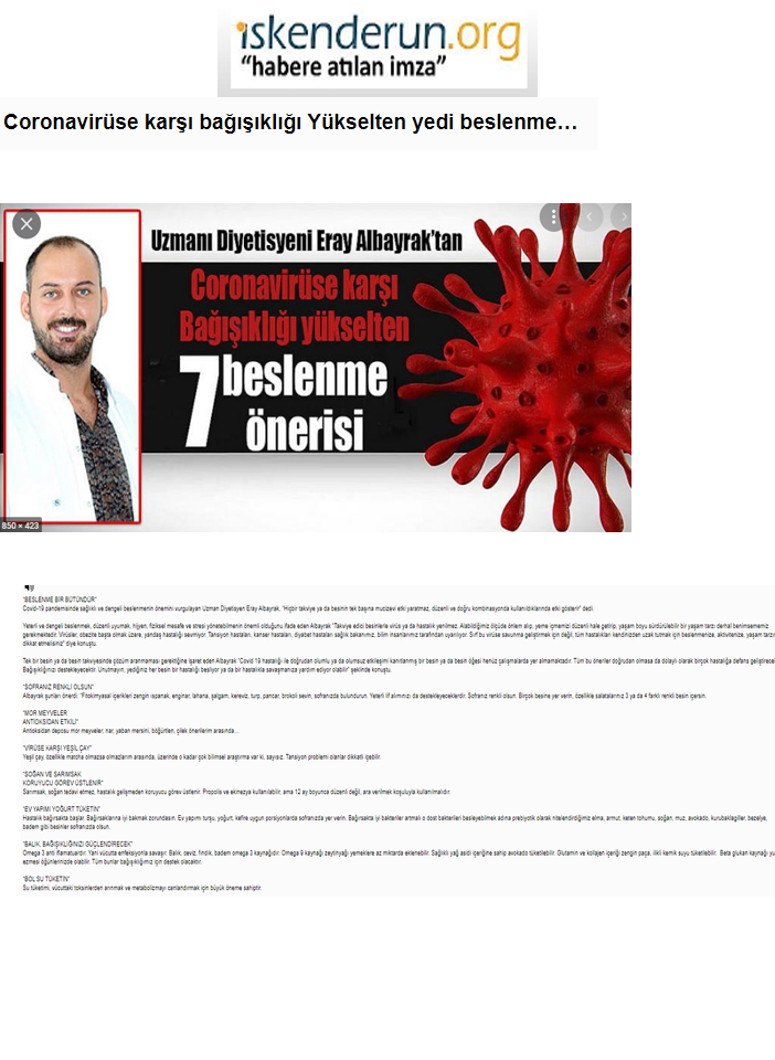 Coronavirüse Karşı Bağışıklığı Yükselten Yedi Beslenme